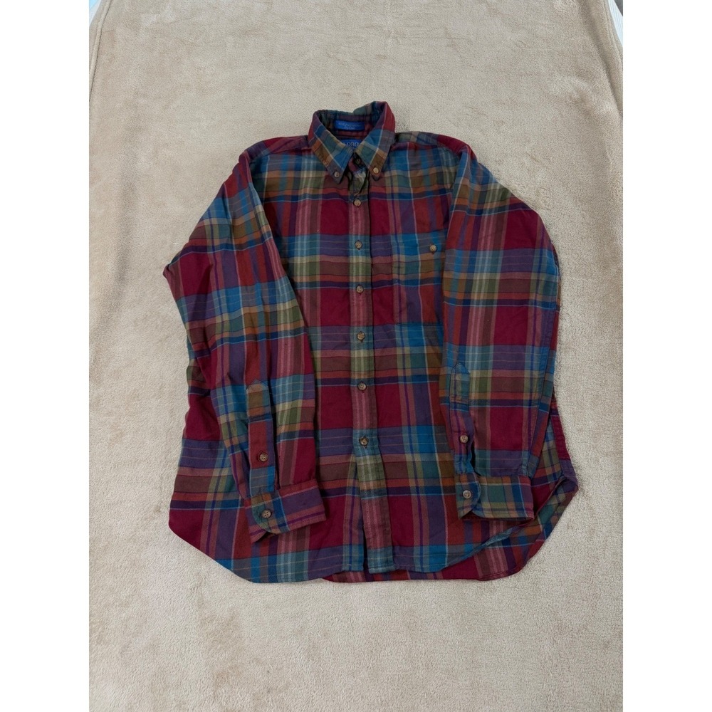 Vintage Pendleton LOBO Wool Blend Shirt Men Medium Red Plaid Button Down EUC